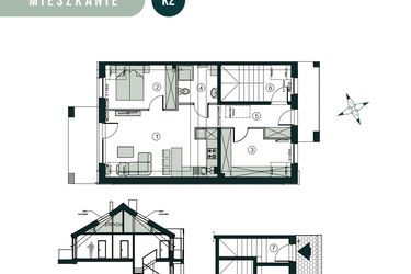 Rzut - Mieszkanie na sprzedaż 3 pokoje o powierzchni 66,43 m² - numer K2 w Aleja Wiśniowa Pogórze