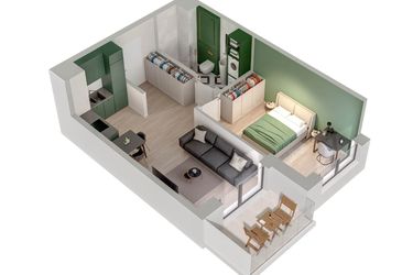 Rzut - Mieszkanie na sprzedaż 2 pokoje o powierzchni 39,56 m² - numer C.16.A w Quercus bud. C