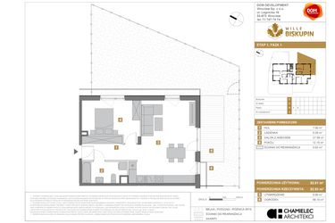 Rzut - Mieszkanie na sprzedaż 2 pokoje o powierzchni 52,01 m² - numer C.1 w Wille Biskupin