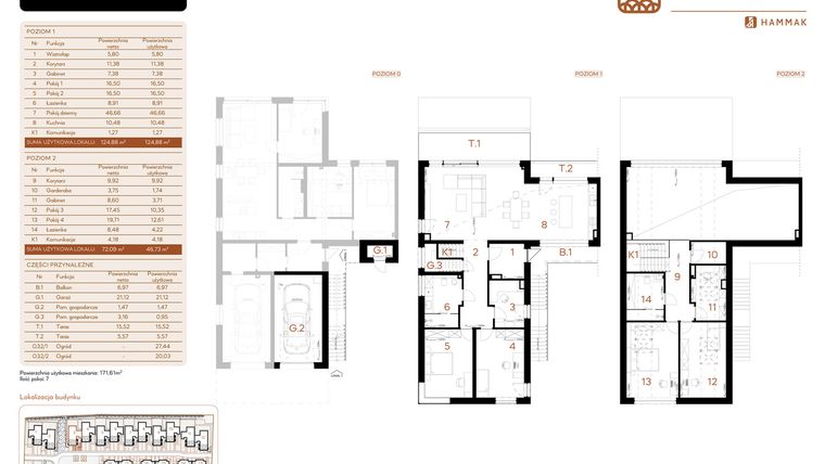 Rzut - Mieszkanie na sprzedaż 7 pokoi o powierzchni 171,61 m² - numer B3.A2 w Kosocicka Forest