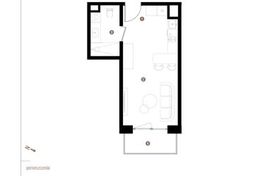 Rzut - Mieszkanie na sprzedaż 1 pokój o powierzchni 27,12 m² - numer A2.6.09 w Apartamenty Grundmanna