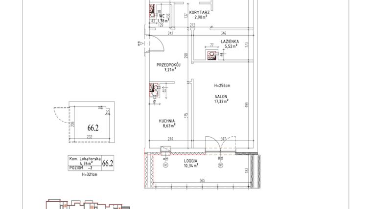 Rzut - Mieszkanie na sprzedaż 3 pokoje o powierzchni 63,49 m² - numer M-95 w Nałęczowska