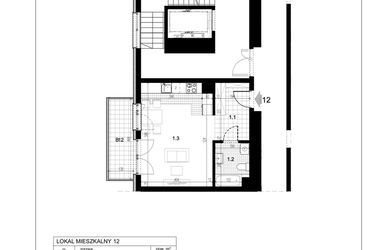 Rzut - Mieszkanie na sprzedaż 1 pokój o powierzchni 33,71 m² - numer C1.12 w Centralna II