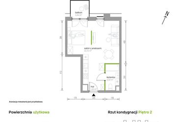 Rzut - Mieszkanie na sprzedaż 1 pokój o powierzchni 38,57 m² - numer 2/A/08 w Kijowska Vita