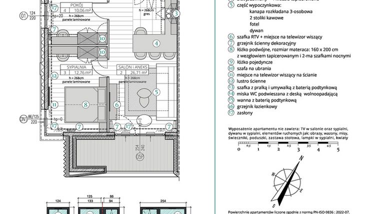 Rzut - Mieszkanie na sprzedaż 3 pokoje o powierzchni 63,13 m² - numer A.4.6 w Remedium