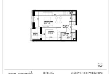 Rzut - Mieszkanie na sprzedaż 2 pokoje o powierzchni 37,11 m² - numer C.35 w Narcyzowe Wzgórza II