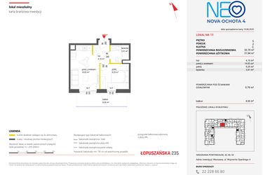 Rzut - Mieszkanie na sprzedaż 2 pokoje o powierzchni 32,7 m² - numer 58 w Neo Nova Ochota 4