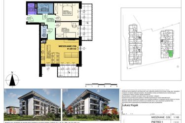 Rzut - Mieszkanie na sprzedaż 4 pokoje o powierzchni 61,69 m² - numer C29 w Duo Park
