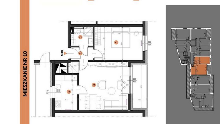 Rzut - Mieszkanie na sprzedaż 2 pokoje o powierzchni 50,57 m² - numer 10 w Buraczana 27