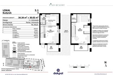 Rzut - Mieszkanie na sprzedaż 2 pokoje o powierzchni 64,36 m² - numer 5.01 w Pino Resort