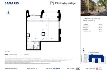 Rzut - Lokal użytkowy na sprzedaż 1 pokój o powierzchni 68,49 m² - numer U6 w Niedziałkowskiego Park