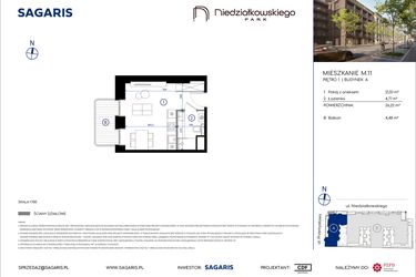 Rzut - Mieszkanie na sprzedaż 1 pokój o powierzchni 26,22 m² - numer M.11 w Niedziałkowskiego Park