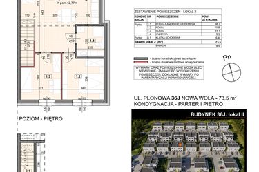 Rzut - Mieszkanie na sprzedaż 3 pokoje o powierzchni 73,5 m² - numer 36J/2 w Zespół willowy Zielona Polana - etap 6