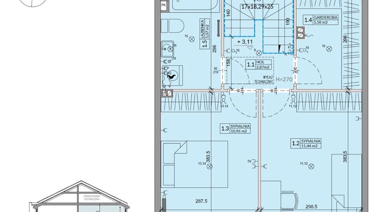 Rzut - Dom na sprzedaż 3 pokoje o powierzchni 68,6 m² - numer 42B w Ogrody Przyjaciół 5 etap IV