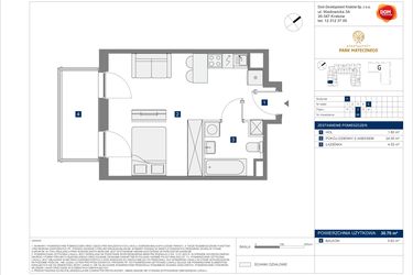 Rzut - Mieszkanie na sprzedaż 1 pokój o powierzchni 30,7 m² - numer F-66 w Apartamenty Park Matecznego Etap 2