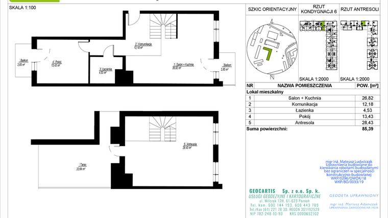 Rzut - Mieszkanie na sprzedaż 3 pokoje o powierzchni 85,39 m² - numer B43 w Jasielska 8C