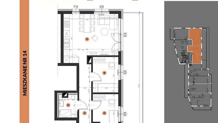 Rzut - Mieszkanie na sprzedaż 4 pokoje o powierzchni 65,93 m² - numer 14 w Buraczana 27