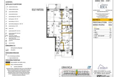 Rzut - Mieszkanie na sprzedaż 3 pokoje o powierzchni 53,7 m² - numer 9-L1 w Osiedle Idea etap I
