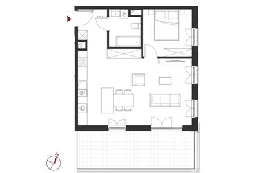 Rzut - Mieszkanie na sprzedaż 2 pokoje o powierzchni 52,95 m² - numer B.1.7 w Apartamenty Symfonia