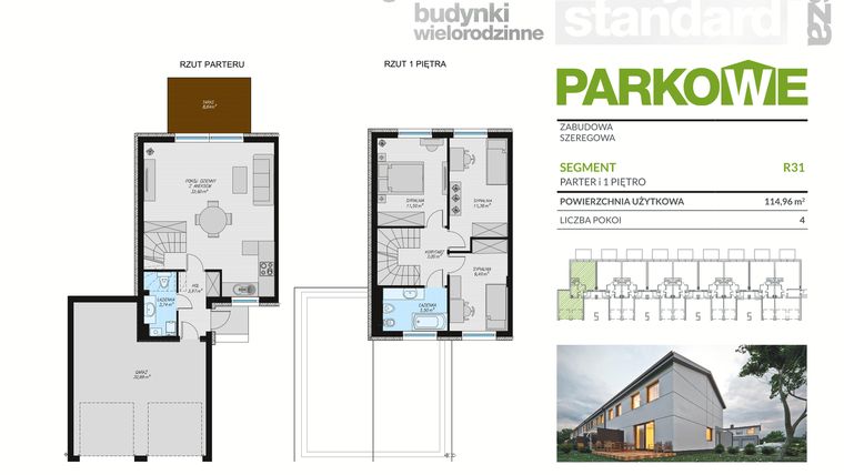 Rzut - Dom na sprzedaż 4 pokoje o powierzchni 114,96 m² - numer R31 w Parkowe Radwanice