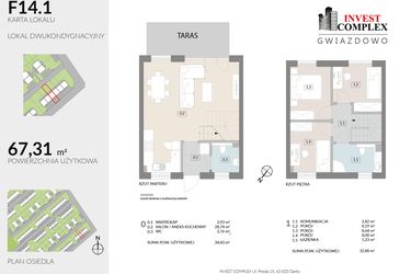 Rzut - Dom na sprzedaż 4 pokoje o powierzchni 67,31 m² - numer F14.1 w Osiedle Gwiazdowo etap 12
