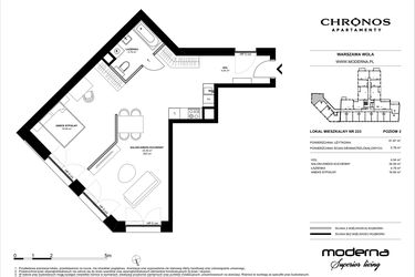 Rzut - Mieszkanie na sprzedaż 2 pokoje o powierzchni 61,87 m² - numer 223 w Chronos etap II