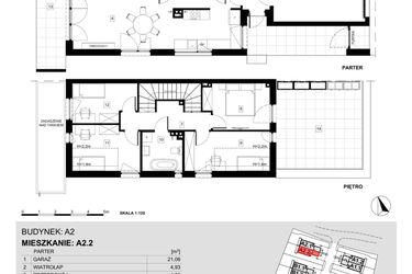 Rzut - Dom na sprzedaż 5 pokoi o powierzchni 127,69 m² - numer A2.2 w Ville Przy Białej