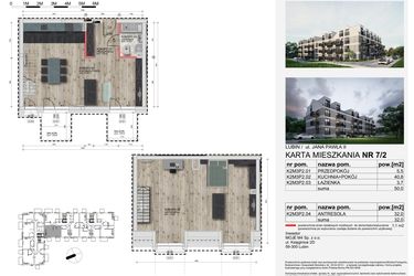 Rzut - Mieszkanie na sprzedaż 2 pokoje o powierzchni 82 m² - numer 7_2 w Apartamenty Kochanowskiego