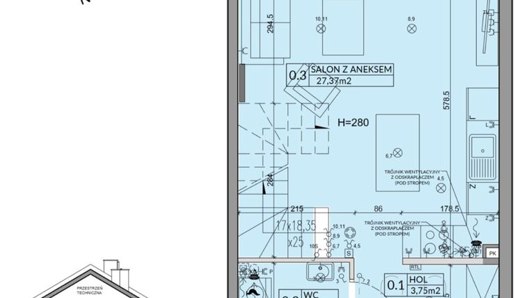 Rzut - Dom na sprzedaż 3 pokoje o powierzchni 72,53 m² - numer 46B w Nova Magdalenka 7 etap IX-XII