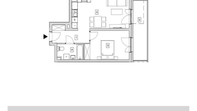 Rzut - Mieszkanie na sprzedaż 2 pokoje o powierzchni 44,94 m² - numer B6-K1-3-3 w ATAL Strachowicka II