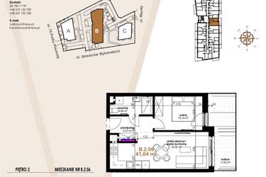 Rzut - Mieszkanie na sprzedaż 2 pokoje o powierzchni 41,04 m² - numer VB.2.06 w Vanda Park