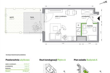 Rzut - Mieszkanie na sprzedaż 1 pokój o powierzchni 27,86 m² - numer AB0004/4 w M Bemowo