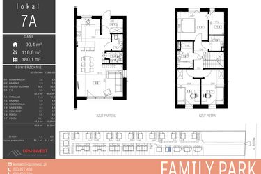 Rzut - Dom na sprzedaż 4 pokoje o powierzchni 94,7 m² - numer 7A w Family Park Ksawerów IV