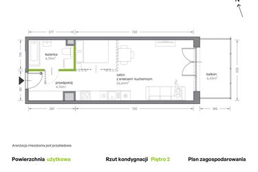 Rzut - Mieszkanie na sprzedaż 1 pokój o powierzchni 36,19 m² - numer A.083 w Żabiniec Vita