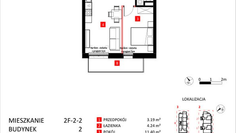 Rzut - Mieszkanie na sprzedaż 2 pokoje o powierzchni 38,06 m² - numer AJ_13/7 w Apartamenty Jeździecka