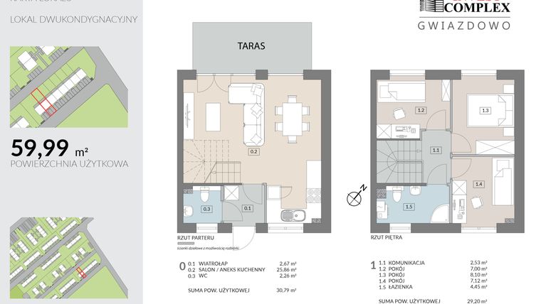 Rzut - Mieszkanie na sprzedaż 4 pokoje o powierzchni 59,99 m² - numer N7.2 w Osiedle Gwiazdowo etap 9