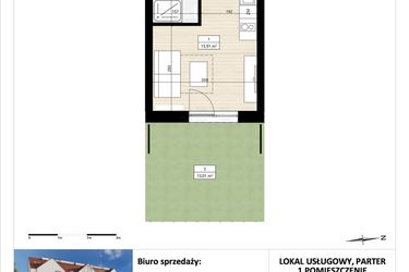 Rzut - Mieszkanie na sprzedaż 1 pokój o powierzchni 19,75 m² - numer B3/0/5 w Montano bud. B3 - apartamenty inwestycyjne