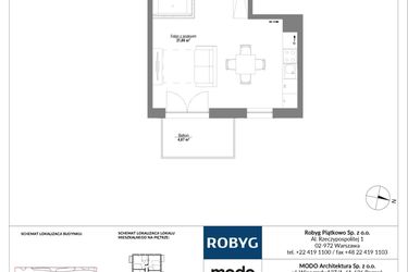Rzut - Mieszkanie na sprzedaż 1 pokój o powierzchni 32,64 m² - numer E.3M13 w Początek Piątkowo bud. E