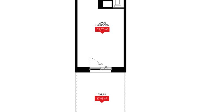 Rzut - Mieszkanie na sprzedaż 1 pokój o powierzchni 25,37 m² - numer A2 162LU w 29L - Apartamenty inwestycyjne