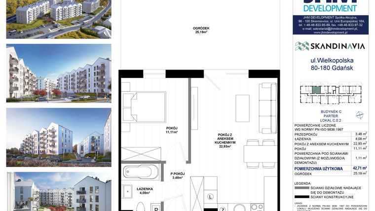 Rzut - Mieszkanie na sprzedaż 2 pokoje o powierzchni 42,71 m² - numer C.0.2 w Skandinavia