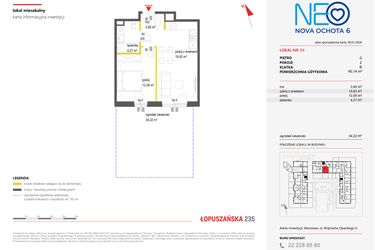 Rzut - Mieszkanie na sprzedaż 2 pokoje o powierzchni 40,14 m² - numer 64 w Neo Nova Ochota 6