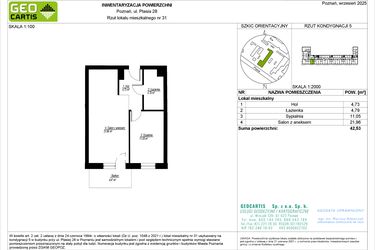 Rzut - Mieszkanie na sprzedaż 2 pokoje o powierzchni 42,53 m² - numer 28/31 w Symfonia Ptasia 28