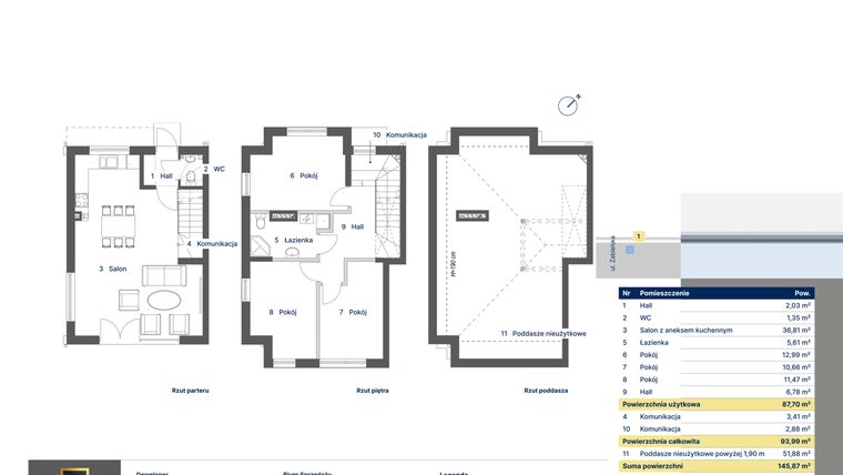 Rzut - Dom na sprzedaż 4 pokoje o powierzchni 93,99 m² - numer 1 w Nova Zabielska 2