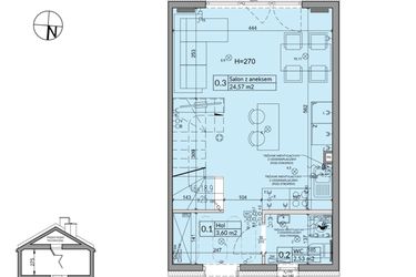 Rzut - Dom na sprzedaż 3 pokoje o powierzchni 60,67 m² - numer 1B w Osiedle Stokrotki