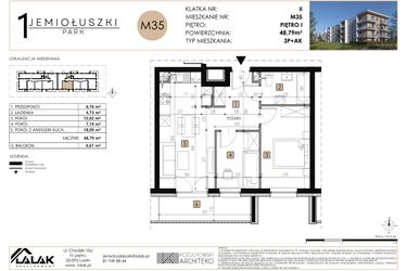 Rzut - Mieszkanie na sprzedaż 3 pokoje o powierzchni 48,79 m² - numer M35 w Jemiołuszki Park