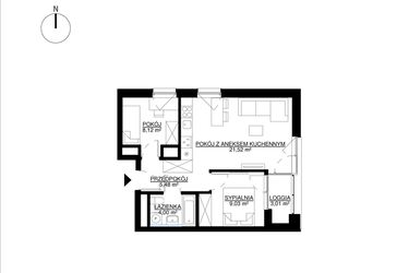 Rzut - Mieszkanie na sprzedaż 3 pokoje o powierzchni 48,15 m² - numer M21 w KrakoVska etap 2