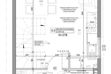 Rzut - Dom na sprzedaż 3 pokoje o powierzchni 68,29 m² - numer 5B w Osiedle Słoneczne