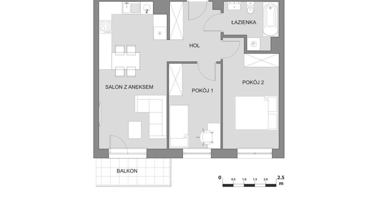 Rzut - Mieszkanie na sprzedaż 3 pokoje o powierzchni 54,99 m² - numer B3.4 w Osiedle Aleksandria II - budynek B