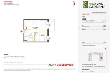 Rzut - Mieszkanie na sprzedaż 2 pokoje o powierzchni 34,9 m² - numer 86 w Nova Viva Garden 8