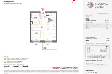 Rzut - Mieszkanie na sprzedaż 2 pokoje o powierzchni 31,05 m² - numer E.115 w Piastova Osada